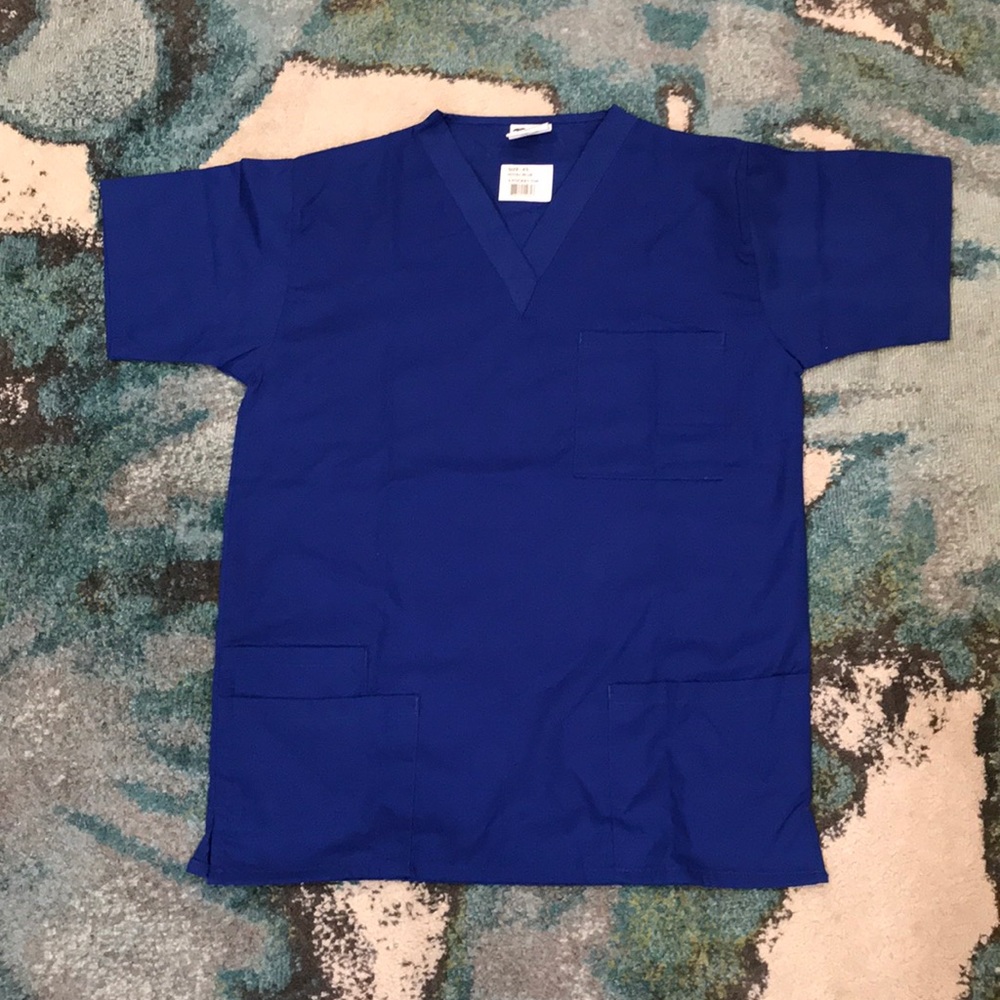 XS blue scrub top